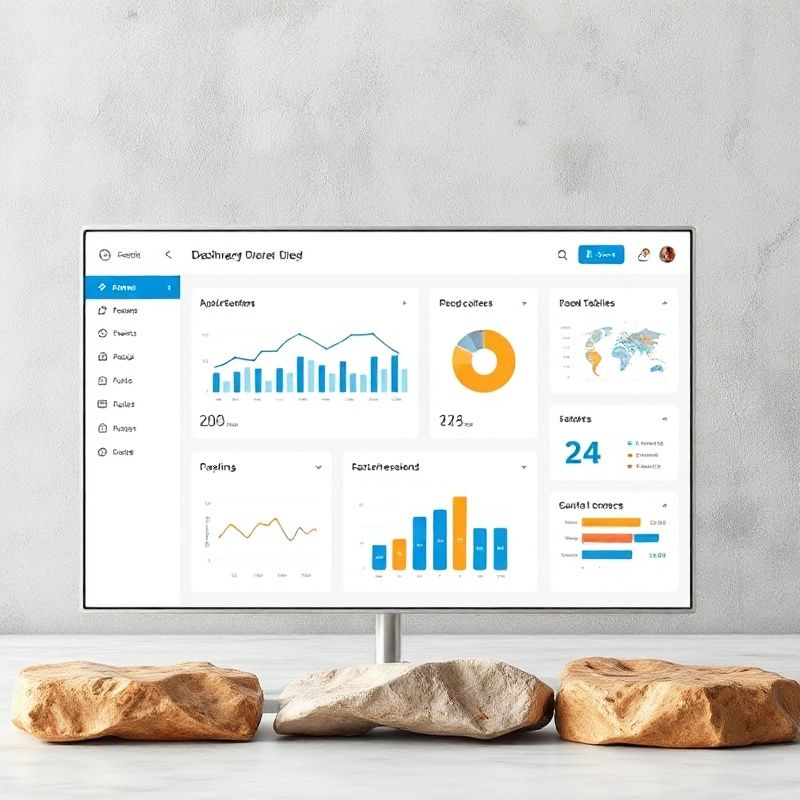 Snimka zaslona modernog web dashboarda s azurnom navigacijom i grafikonima